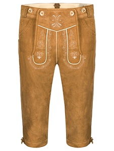 Auténticos Lederhosen bávaro para hombres, pantalones cortos de cuero de cabra marrón tradicional con diseño bordado personalizado, atuendo Oktoberfest - Product Image 2