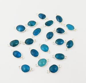 Juego de biseles de piedras preciosas de apatita azul, conectores chapados en oro, 2 pulseras de bucle, conectores encantadores para fiestas - Product Image 2