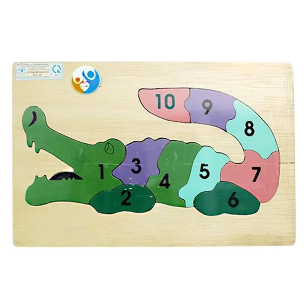 Educational children identification number toys wooden crocodile numerical jigsaw puzzles for children