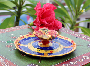 Diya-artesanías de Metal para Pooja, accesorios y decoración de templo, regalo empresarial indio hecho a mano, esmalte - Product Image 2