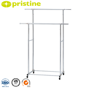 HG136เก่าแก่ชั้นวางเสื้อผ้าแบบพับได้1ชั้นแบบมัลติฟังก์ชั่นเป็นมิตรกับสิ่งแวดล้อมทำจากโลหะคู่ - Product Image 6