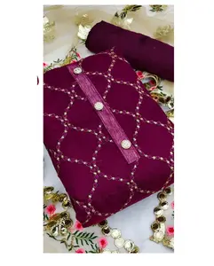 Baju Pesta Bordir Katun Chanderi Wanita, Baju Churidar Fullystitching dengan Jaring Dupatta Dalam Karya Desainer Oleh Royal Export