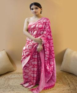 Banarasi soie Jacquard Saree avec chemisier femmes porter dames fête Festival tenue quotidienne doux coton soie Sari en gros bas prix ethnique - Product Image 6