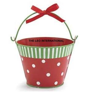 Venta Directa de Fábrica: Cubo de Metal Galvanizado Rojo Simple para el Hogar, Juego de Regalo de Navidad, Cubo para Herramientas, Contenedor - Product Image 1