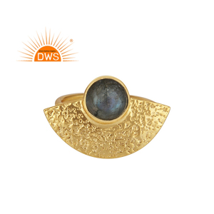 Trendy Top Selling Sterling Silver Gold Plated <b>Ring</b> <b>Labradorite</b> Gemstone <b>Ring</b> For New Year Jewelry Wholesaler - Product Image 1