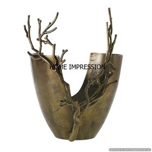 Fancy Brass Material de aluminio antiguo Frutero grande Cuenco alto de pie Soporte de esquina de pared Cuenco para decoración de flores y jarrones - Product Image 6