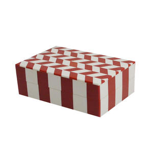 Rectangular resina caja decorativa de alta calidad blanco y negro de resina con incrustaciones de joyas caja de regalo caja de almacenamiento por Axiom acentos para el hogar - Product Image 6