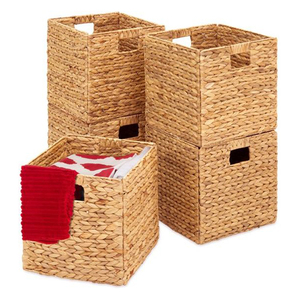 High Quality Water Hyacinth Handwoven Foldable Natural Storage Basket Hot Sale <b>Products</b> Folding <b>Laundry</b> Basket From Vietnam - Product Image 5