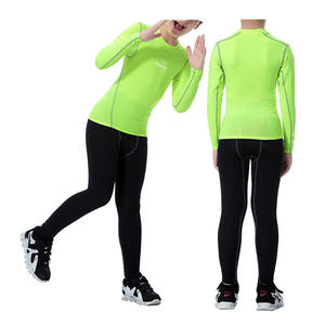 Ensembles de compression pour enfants respirants à séchage rapide Ensemble de yoga de fitness de haute qualité Ensemble de compression deux pièces pour femme unisexe haute. - Product Image 1