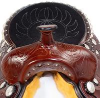 Ensemble de sellerie de selle de cheval western de course de barils en cuir véritable de qualité supérieure, avec quincaillerie en acier inoxydable, taille de siège 14-18 pouces, plusieurs couleurs
