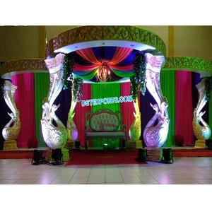 Mandap de Boda con Pilares de Fibra Coloridos, Compre el Moderno Mandap Mayur para Bodas Tradicionales, Mandap con Pilares de Fibra para Salones en el Reino Unido - Product Image 1
