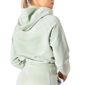 Femmes Hiver À Manches Longues Crop Top Gym À Capuche Survêtements En Gros XS Logo Personnalisé Street Wear À Capuche Col Doublé Conception - Product Image 4