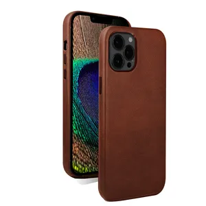 Capa de couro genuíno PU para celular, capa protetora completa para iPhone 15 14 13 pro max, 2024