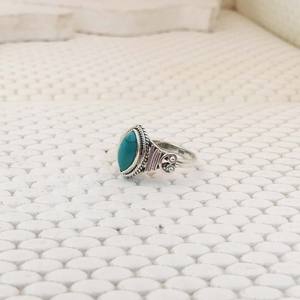 แหวนพลอยเทอร์ควอยส์ทำมือเป็นเอกลักษณ์100% 925สเตอร์ลิงเงินสไตล์คลาสสิกดีไซน์สวยงามสำหรับงานแต่งงาน - Product Image 2