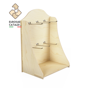 Simpatico espositore da banco in legno con ganci Made in Italy in betulla altezza 73,5 cm per negozi e supermercati. - Product Image 1
