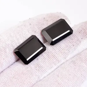 Piedra calibrada de piedras preciosas facetadas de corte octogonal Rectangular de ónix negro Natural para la fabricación de joyas piedra Natural de ónix de corte esmeralda