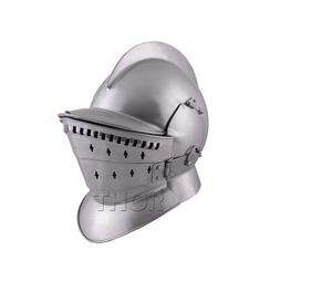 Casco Medieval cerrado de doble cara, Armadura de Burgonet, reproducciones, 18Ga Sca, gran casco - Product Image 5