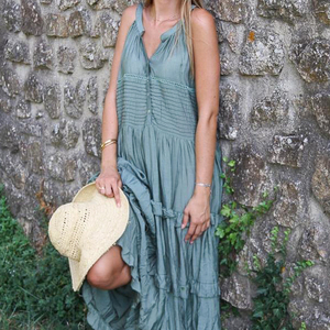 ชุดเดรสแฟชั่นแขนกุดคอวีสำหรับผู้หญิง,ชุดกระโปรงแมกซี่ยาวน่าดึงดูดสำหรับใส่ในฤดูร้อน - Product Image 2