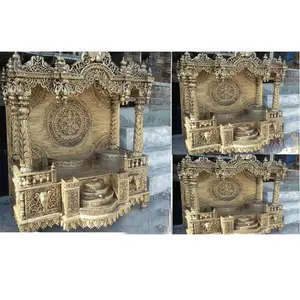 Temple en bois de teck traditionnel sculpté à la main pour la maison, taille personnalisée, couleur personnalisée, meilleure qualité, temple en bois, remise au Royaume-Uni - Product Image 1
