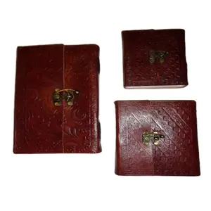 New 2024 Leather Engraved Handmade Paper Dairy/Notebook With Antique Lock Wholesale From India