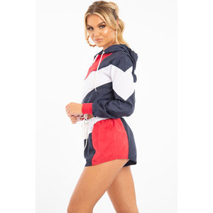 fashionable colorful design full zipper crop top stand collar women comfortable size twin sets - Product Image 6