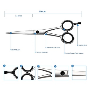 Professional High Carbon Stainless Steel Barber Hairdressing <b>Scissors</b> Sharp <b>Shears</b> with Removable Rings for Beauty Use - Product Image 5