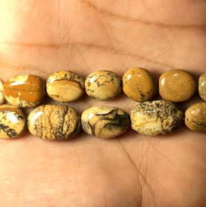 Cuentas de piedras preciosas sueltas de jaspe con imagen pulida de calidad natural, forma ovalada Lisa para fabricación de joyas para collares/pulseras - Product Image 4