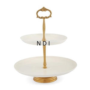 Support à gâteau hexagonal à un étage en marbre, nouveau style, avec base en bois finition naturelle, pour accessoires de table. - Product Image 2