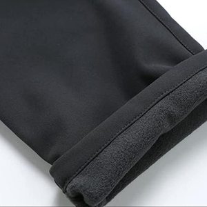 <b>Mens</b> Warm Fleece Lined Hiking Trousers Windproof Casual Solid Color Zipper Fly Trekking Trousers Softshell Sweatpants - Product Image 5
