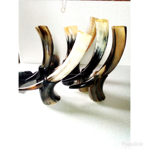 Corne de buffle polie de meilleure qualité corne à boire Viking artisanat naturel fait à la main avec support en métal sculpté - Product Image 4