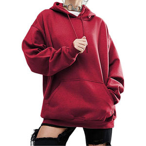 เสื้อสวมหัวมีฮู้ดสำหรับผู้หญิง,เสื้อฮู้ดทรงหลวมผ้าฟรีซสีพื้น - Product Image 4