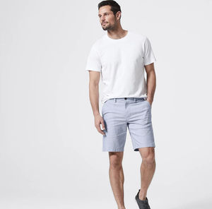 Gran oferta de pantalones cortos chinos de lona gris lavados Vintage para hombre 100% algodón antiarrugas malla elástica sólido Casual gimnasio ecológico liso - Product Image 4