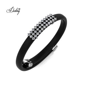 <span class=keywords><strong>Jamie</strong></span> Bracelet en cuir noir Daisini orné de cristaux Swarovski Bijoux de créateurs de bijoux pour femmes - Product Image 3
