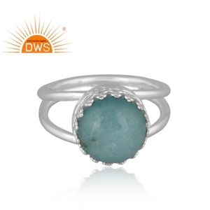 Hot Selling 925 Fine Sterling Silver Natural Doublet Amazonite <b>Crystal</b> Gemstone Stackable <b>Ring</b> Jewelry Manufacturer - Product Image 2