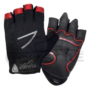 Guantes de gimnasio de medio dedo para hombres y mujeres, rojo, negro, diseño personalizado, guantes de levantamiento de pesas, guantes de ejercicio de Fitness pequeños y grandes de tamaño XL