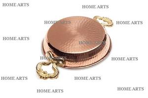 จานอุ่นอาหารทำจากทองแดงแบบทุบสำหรับเสิร์ฟพร้อมที่จับดีไซน์เนอร์ - Product Image 4