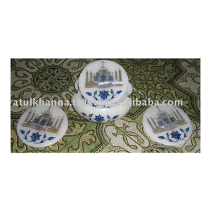 Handmade Marble Inlay Taj Mahal Design <b>Coaster</b> <b>Sets</b> - Product Image 1