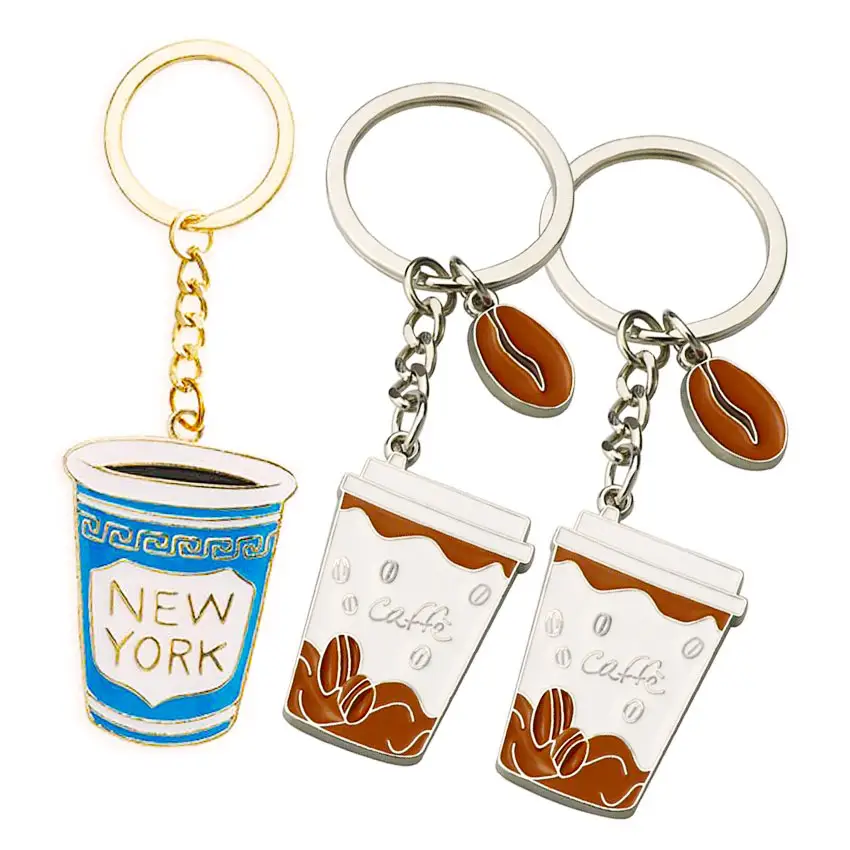 Wholesale Factory Custom Soft Enamel Creative Mini Coffee Cup Keychains