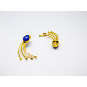 latest fashion Trending handmade golden matte finishing brass stone <b>stud</b> hoop leaf design earing for <b>girls</b> and women - Product Image 4