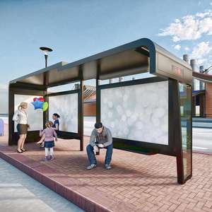 High Quality New Design Aluminium Bus Stop <b>Shelter</b> with MUPI Lightbox Rectangle Shape for <b>Outdoor</b> Advertising - Product Image 2