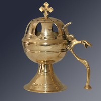 Brassworld India's Golden Brass Thurible, style religieux, articles religieux, objets d'art et de collection, modèle en métal poli