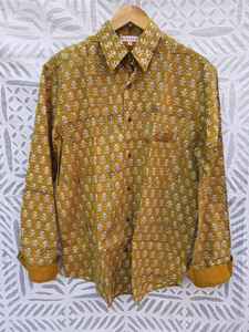 High Quality Custom Block Printing Cotton Fabric <b>Men's</b> <b>Shirt</b> With Button Down, Long Sleeve <b>Shirt</b> Casual Party <b>Men's</b> Clothing - Product Image 2