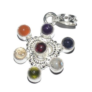 Obtenir en ligne Pendentif rond à sept chakras: Pendentif rond à sept chakras à vendre - Product Image 1