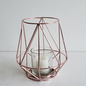 Rose Gold Luxuries Geometrical <b>Cage</b> Candle Votive Holder Elegant Design Lantern for Hanging & Floor Decoration Hot Selling - Product Image 4