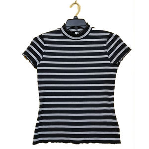 T-shirt rayé à manches courtes pour femmes à la mode de meilleure qualité 100% Exportation écologique orientée du Bangladesh - Product Image 1