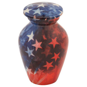 Étoiles et rayures urne souvenir en laiton de style européen fournitures funéraires pour adultes et animaux de compagnie pour le stockage et la décoration des cendres de crémation - Product Image 1