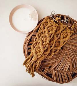 Mustard Macrame Keychain | Mustard Keychain - Product Image 1