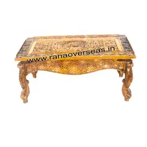 Best Quality Hand Carved Wooden Traditional Center Table for Living Room In Rectangular Shaped