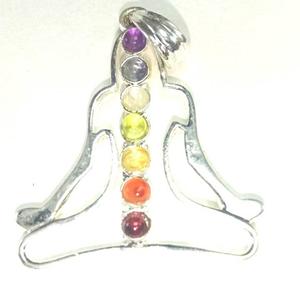 7 Chakra Forme Méditant Bouddha De Vie Pendentifs En Métal Argent pierre naturelle reiki guérison pendentif chakra pierre précieuse - Product Image 1
