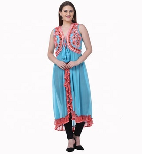 ชุดเดรสลำลองสตรีสไตล์วินเทจอินเดีย,งานแฮนด์เมดพร้อมผ้าลูกไม้และลูกปัด - Product Image 1